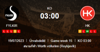 วิเคราะห์บอลวันนี้ ทีเด็ดบอล พรีเมียร์ลีก ไอซ์แลนด์ ฟีลเคียร์ VS โคปาโวกค์ 19/07/2566 เวลา 03.00 น.