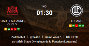 วิเคราะห์บอล วิเคราะห์บอลวันนี้ ทีเด็ดบอล สวิตฯ ซูเปอร์ลีก สเตด โลซาน VS ลูกาโน่ 27/07/2023 เวลา 01.30 น.